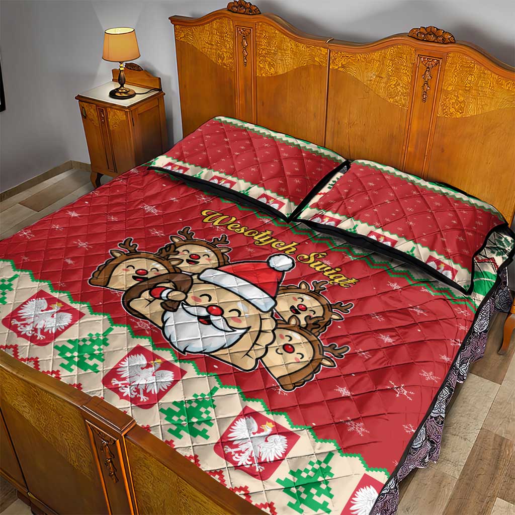 Poland Christmas Quilt Bed Set Pierogi Mascot Santa Claus Wesołych Swiat - Wonder Print Shop