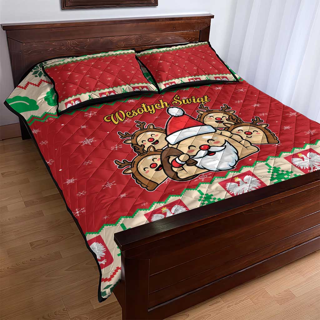 Poland Christmas Quilt Bed Set Pierogi Mascot Santa Claus Wesołych Swiat - Wonder Print Shop