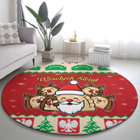 Poland Christmas Round Carpet Pierogi Mascot Santa Claus Wesołych Swiat - Wonder Print Shop