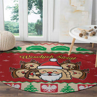 Poland Christmas Round Carpet Pierogi Mascot Santa Claus Wesołych Swiat - Wonder Print Shop