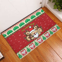 Poland Christmas Rubber Doormat Pierogi Mascot Santa Claus Wesołych Swiat - Wonder Print Shop