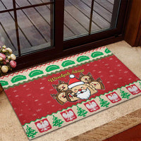 Poland Christmas Rubber Doormat Pierogi Mascot Santa Claus Wesołych Swiat - Wonder Print Shop