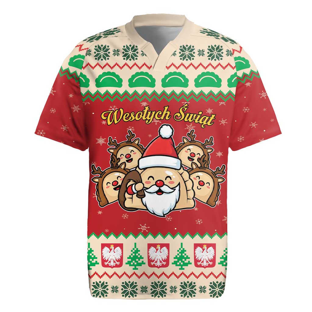 Poland Christmas Rugby Jersey Pierogi Mascot Santa Claus Wesołych Swiat - Wonder Print Shop