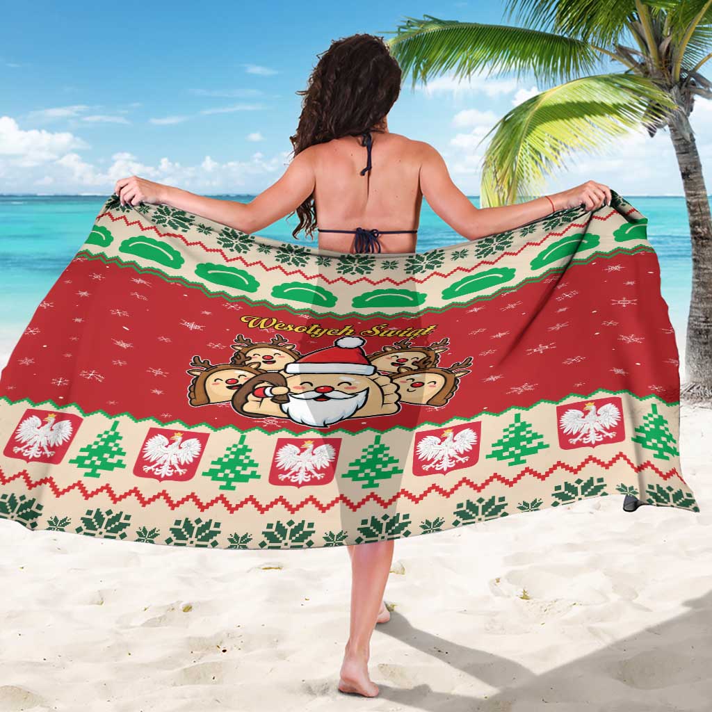 Poland Christmas Sarong Pierogi Mascot Santa Claus Wesołych Swiat - Wonder Print Shop
