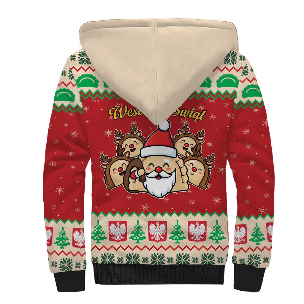 Poland Christmas Sherpa Hoodie Pierogi Mascot Santa Claus Wesołych Swiat - Wonder Print Shop