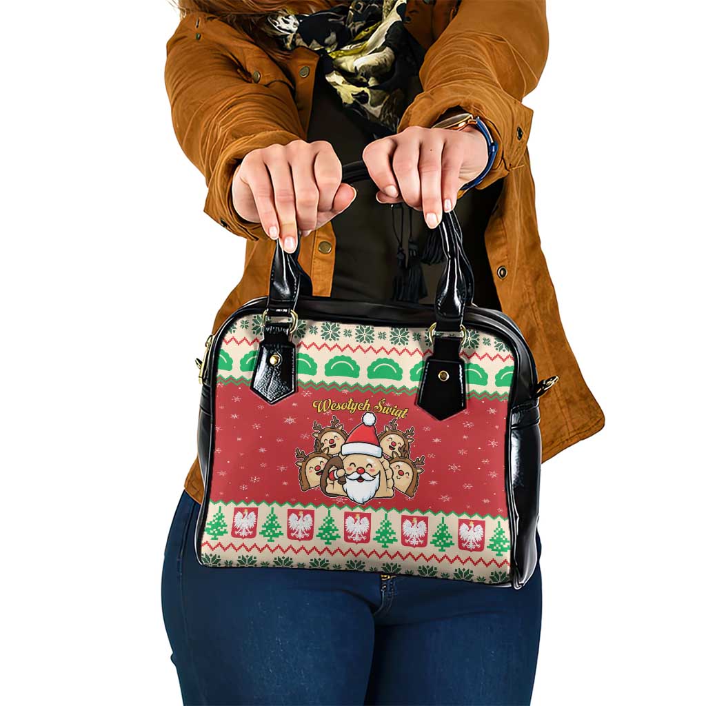 Poland Christmas Shoulder Handbag Pierogi Mascot Santa Claus Wesołych Swiat - Wonder Print Shop