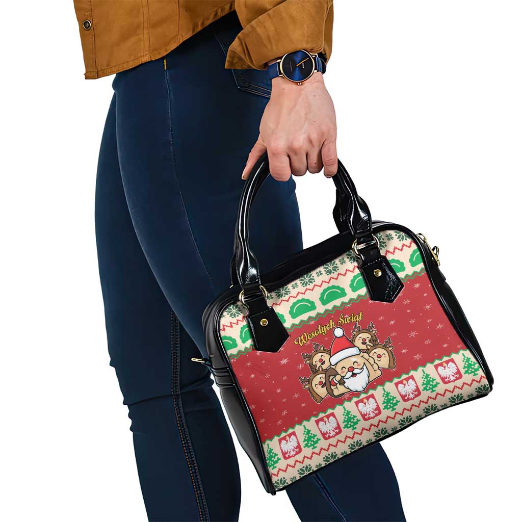 Poland Christmas Shoulder Handbag Pierogi Mascot Santa Claus Wesołych Swiat - Wonder Print Shop