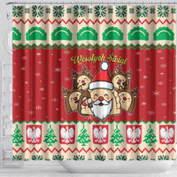 Poland Christmas Shower Curtain Pierogi Mascot Santa Claus Wesołych Swiat - Wonder Print Shop