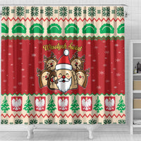 Poland Christmas Shower Curtain Pierogi Mascot Santa Claus Wesołych Swiat - Wonder Print Shop