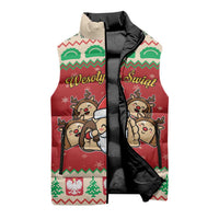 Poland Christmas Sleeveless Puffer Jacket Pierogi Mascot Santa Claus Wesołych Swiat - Wonder Print Shop