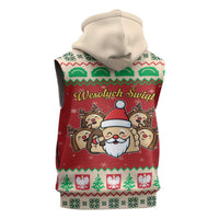 Poland Christmas Sleeveless Zip Hoodie Pierogi Mascot Santa Claus Wesołych Swiat - Wonder Print Shop