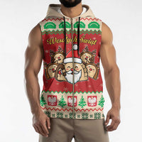 Poland Christmas Sleeveless Zip Hoodie Pierogi Mascot Santa Claus Wesołych Swiat - Wonder Print Shop