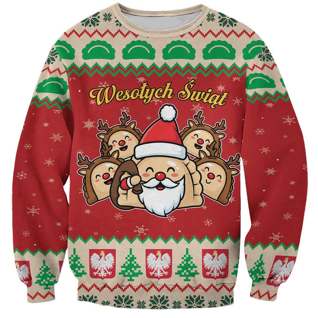 Poland Christmas Sweatshirt Pierogi Mascot Santa Claus Wesołych Swiat - Wonder Print Shop