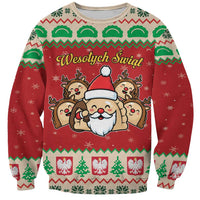 Poland Christmas Sweatshirt Pierogi Mascot Santa Claus Wesołych Swiat - Wonder Print Shop