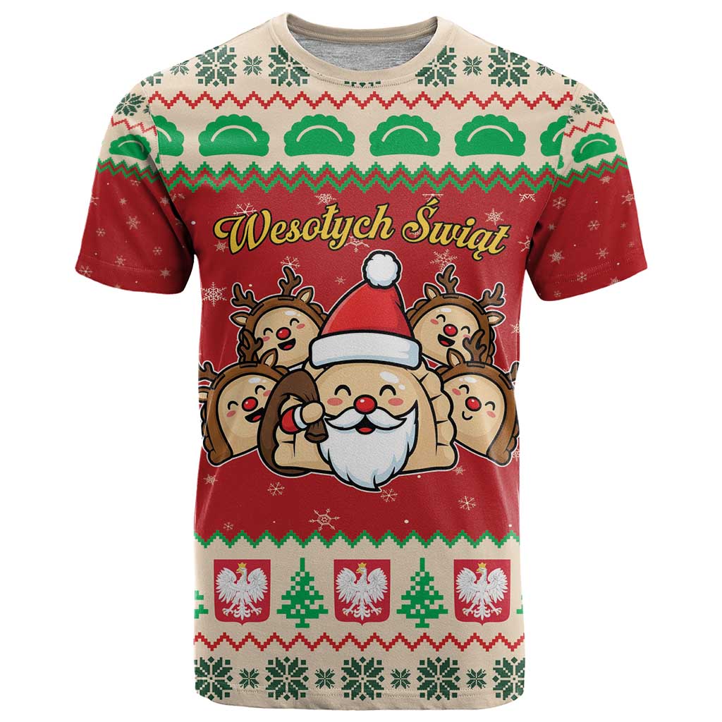 Poland Christmas T Shirt Pierogi Mascot Santa Claus Wesołych Swiat - Wonder Print Shop