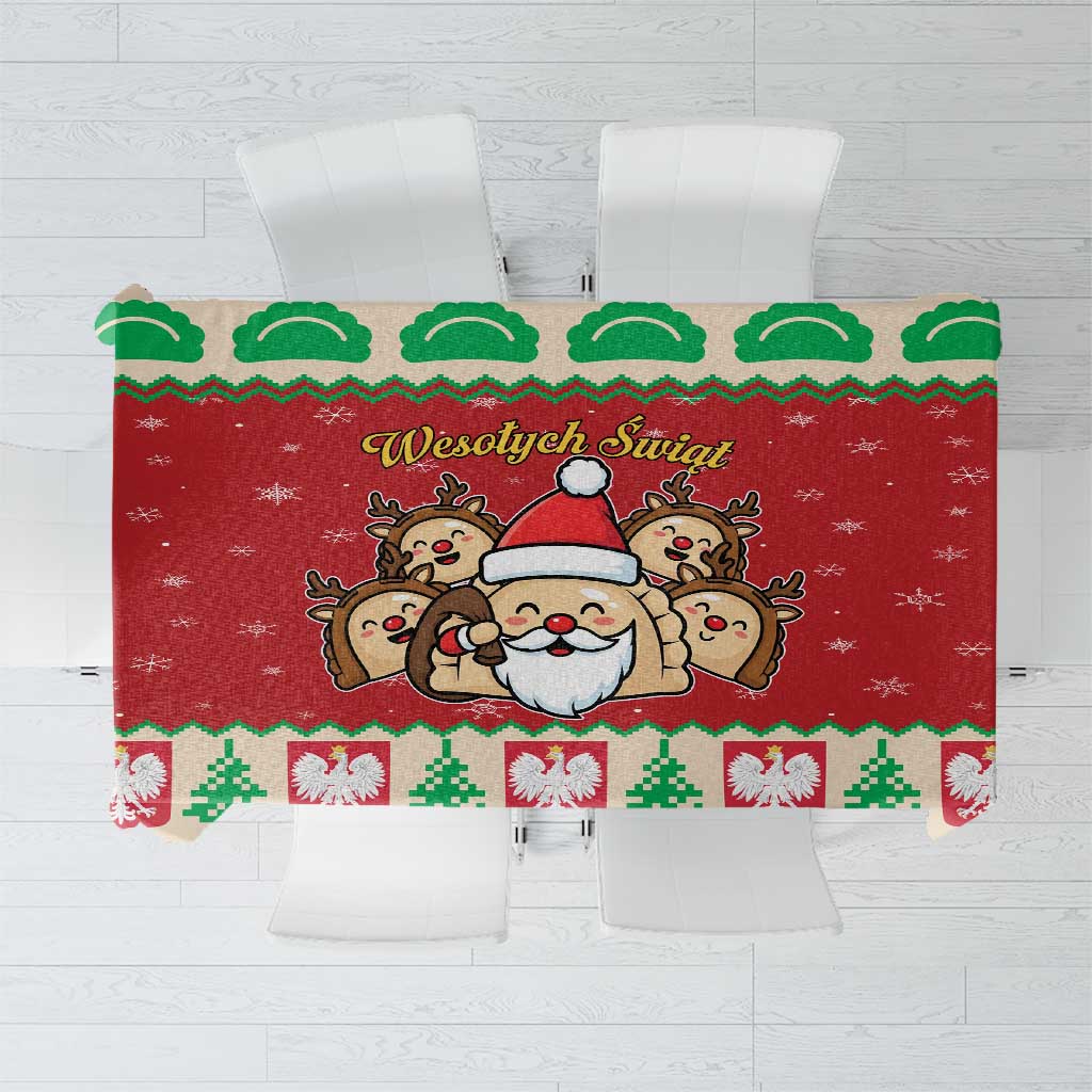 Poland Christmas Tablecloth Pierogi Mascot Santa Claus Wesołych Swiat - Wonder Print Shop