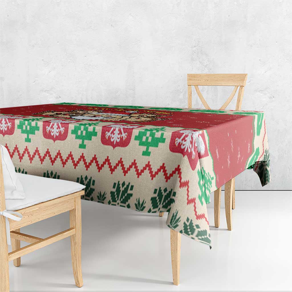 Poland Christmas Tablecloth Pierogi Mascot Santa Claus Wesołych Swiat - Wonder Print Shop