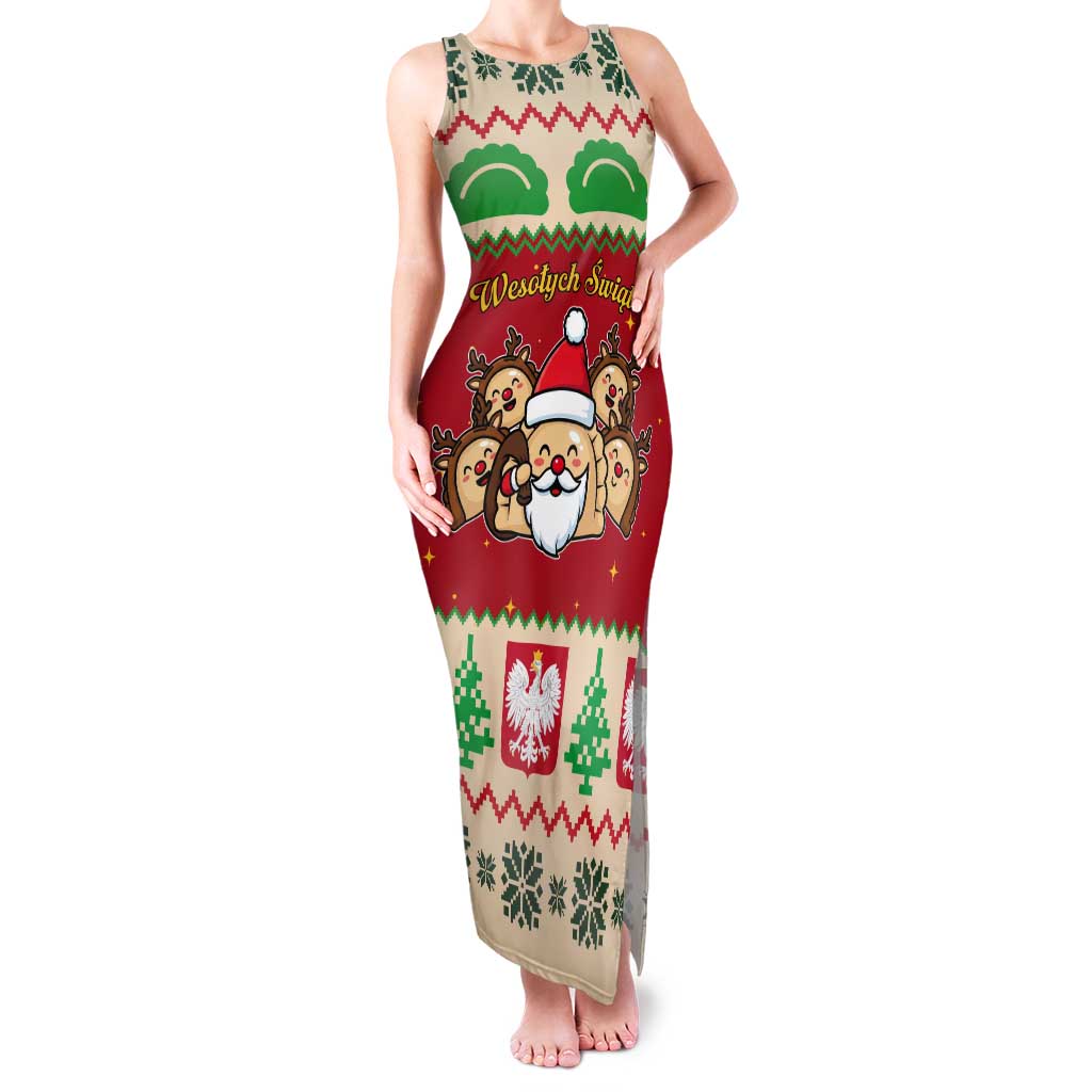 Poland Christmas Tank Maxi Dress Pierogi Mascot Santa Claus Wesołych Swiat - Wonder Print Shop
