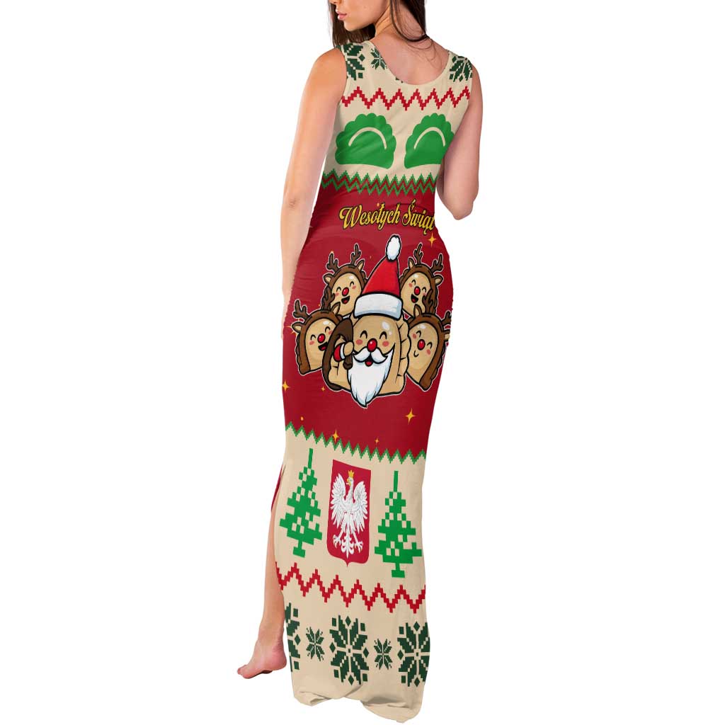 Poland Christmas Tank Maxi Dress Pierogi Mascot Santa Claus Wesołych Swiat - Wonder Print Shop