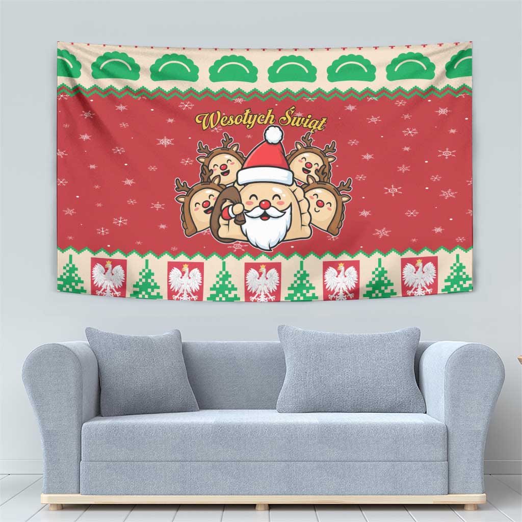 Poland Christmas Tapestry Pierogi Mascot Santa Claus Wesołych Swiat - Wonder Print Shop