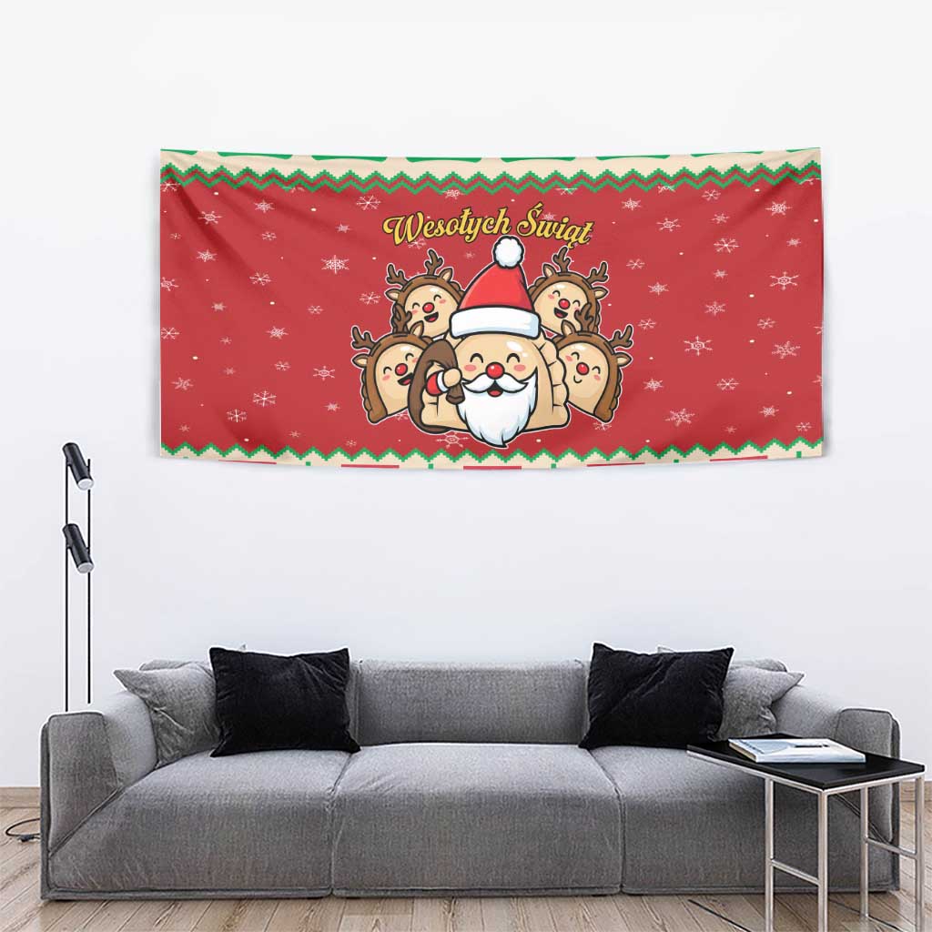 Poland Christmas Tapestry Pierogi Mascot Santa Claus Wesołych Swiat - Wonder Print Shop