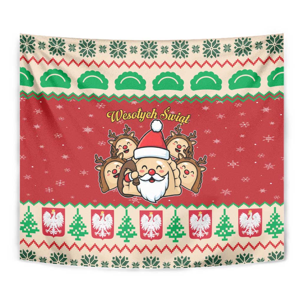 Poland Christmas Tapestry Pierogi Mascot Santa Claus Wesołych Swiat - Wonder Print Shop