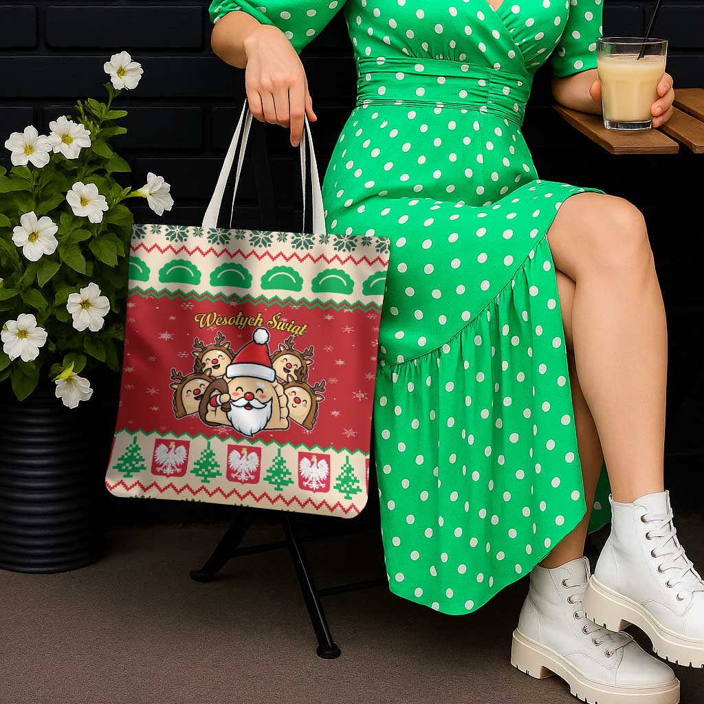 Poland Christmas Tote Bag Pierogi Mascot Santa Claus Wesołych Swiat - Wonder Print Shop