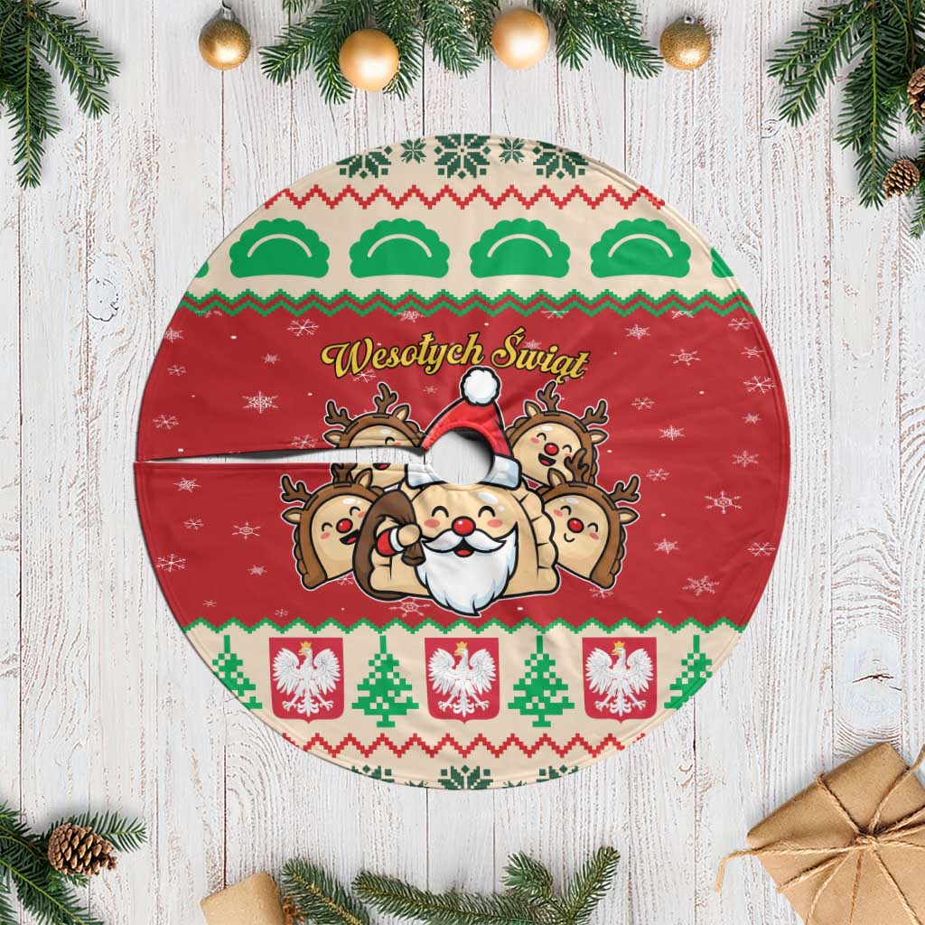 Poland Christmas Tree Skirt Pierogi Mascot Santa Claus Wesołych Swiat - Wonder Print Shop