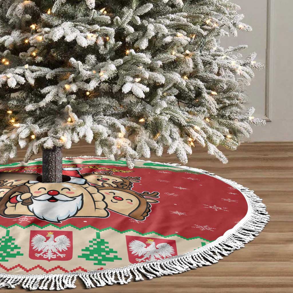 Poland Christmas Tree Skirt Pierogi Mascot Santa Claus Wesołych Swiat - Wonder Print Shop
