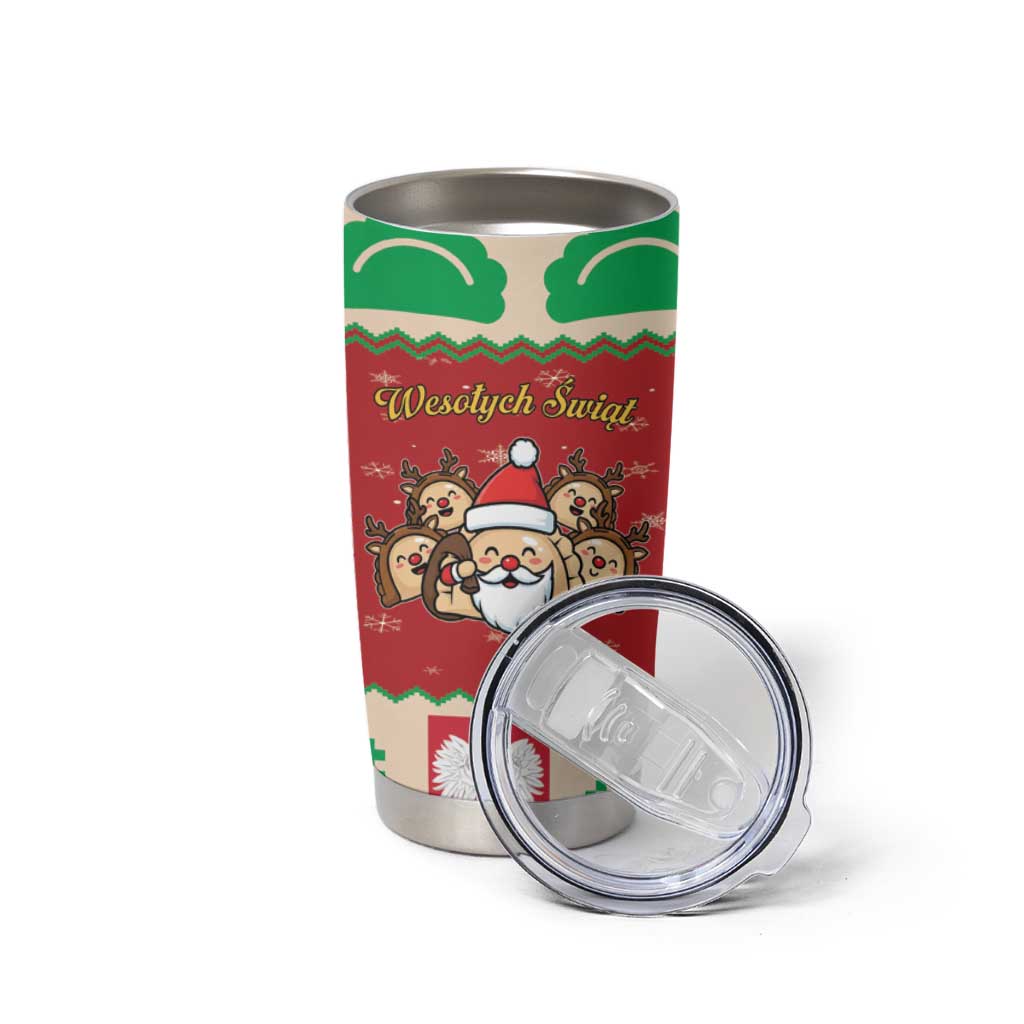 Poland Christmas Tumbler Cup Pierogi Mascot Santa Claus Wesołych Swiat - Wonder Print Shop