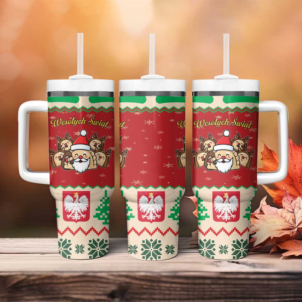 Poland Christmas Tumbler With Handle Pierogi Mascot Santa Claus Wesołych Swiat - Wonder Print Shop