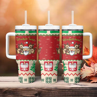Poland Christmas Tumbler With Handle Pierogi Mascot Santa Claus Wesołych Swiat - Wonder Print Shop