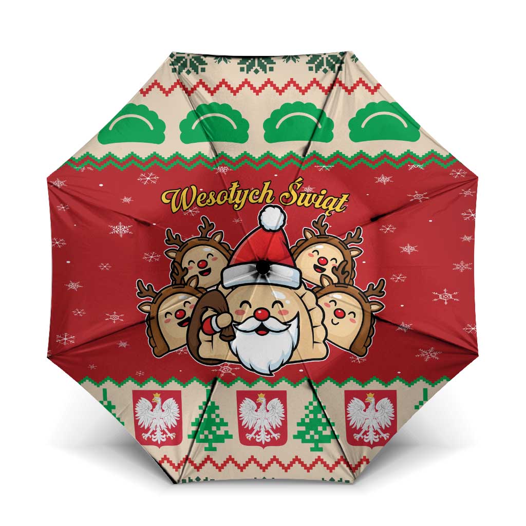 Poland Christmas Umbrella Pierogi Mascot Santa Claus Wesołych Swiat - Wonder Print Shop