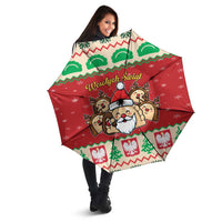 Poland Christmas Umbrella Pierogi Mascot Santa Claus Wesołych Swiat - Wonder Print Shop