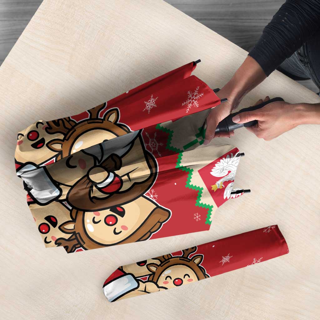 Poland Christmas Umbrella Pierogi Mascot Santa Claus Wesołych Swiat - Wonder Print Shop