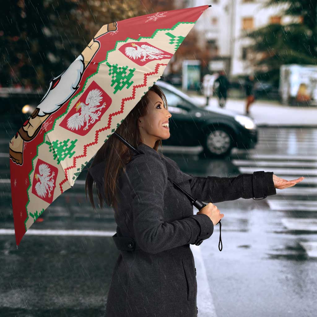 Poland Christmas Umbrella Pierogi Mascot Santa Claus Wesołych Swiat - Wonder Print Shop