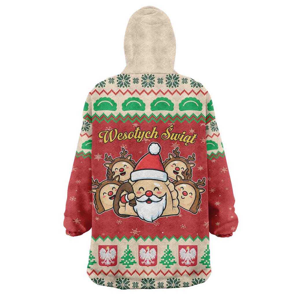 Poland Christmas Wearable Blanket Hoodie Pierogi Mascot Santa Claus Wesołych Swiat - Wonder Print Shop