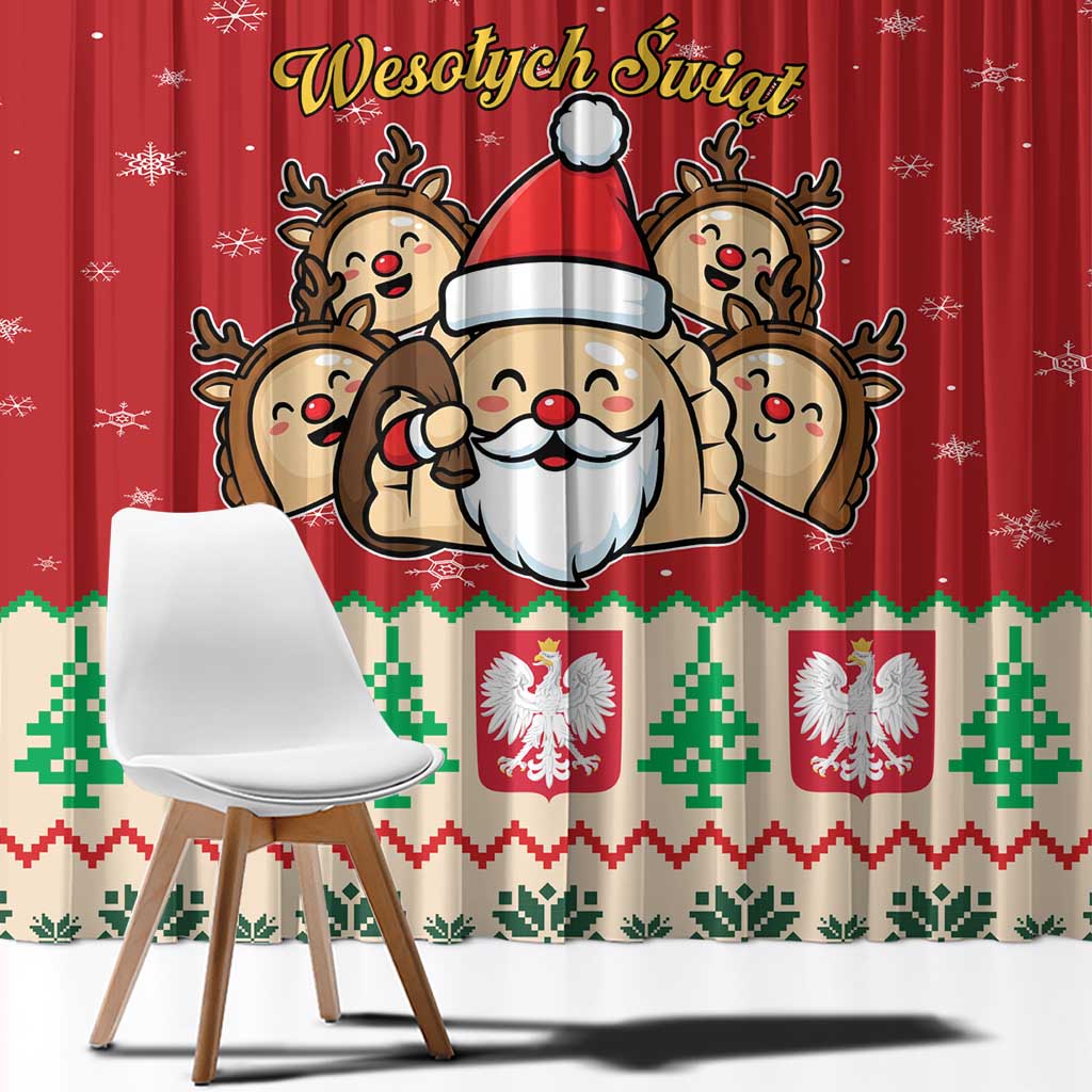 Poland Christmas Window Curtain Pierogi Mascot Santa Claus Wesołych Swiat - Wonder Print Shop
