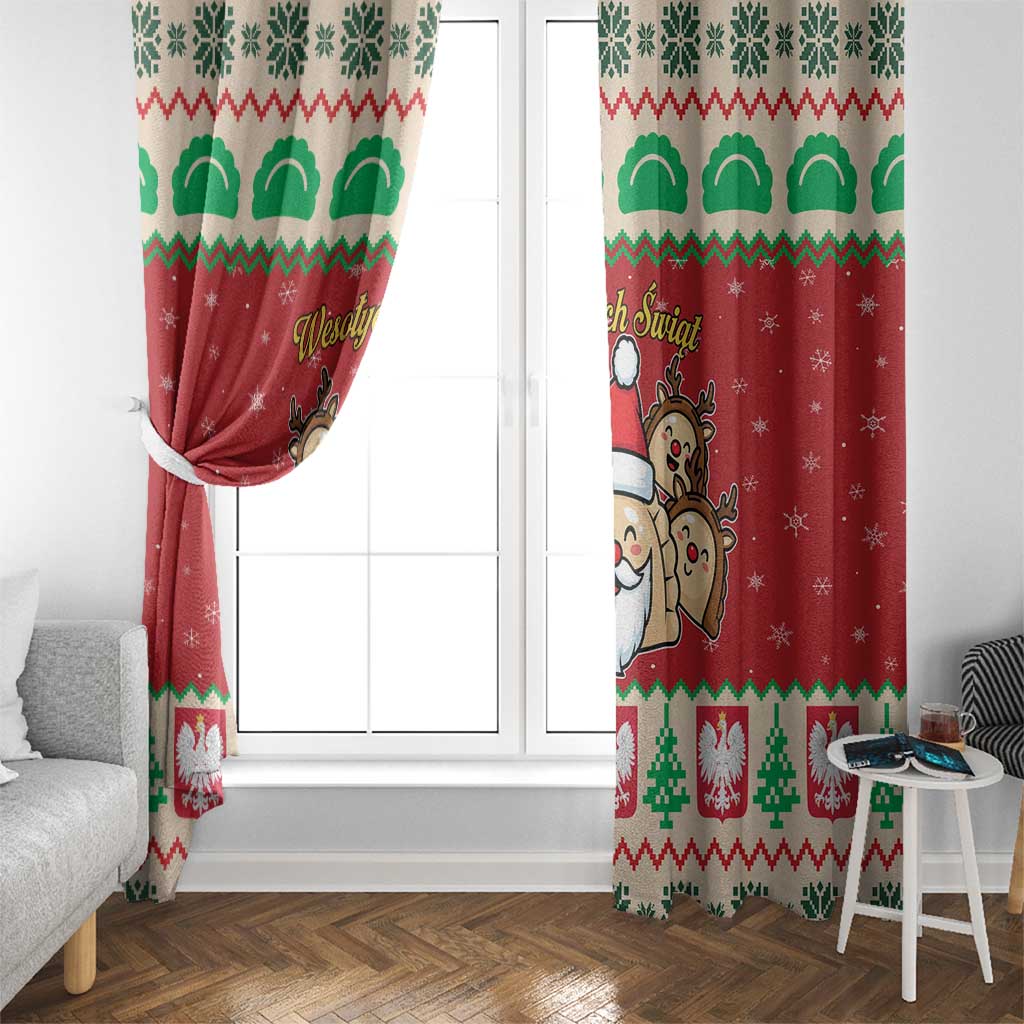 Poland Christmas Window Curtain Pierogi Mascot Santa Claus Wesołych Swiat - Wonder Print Shop