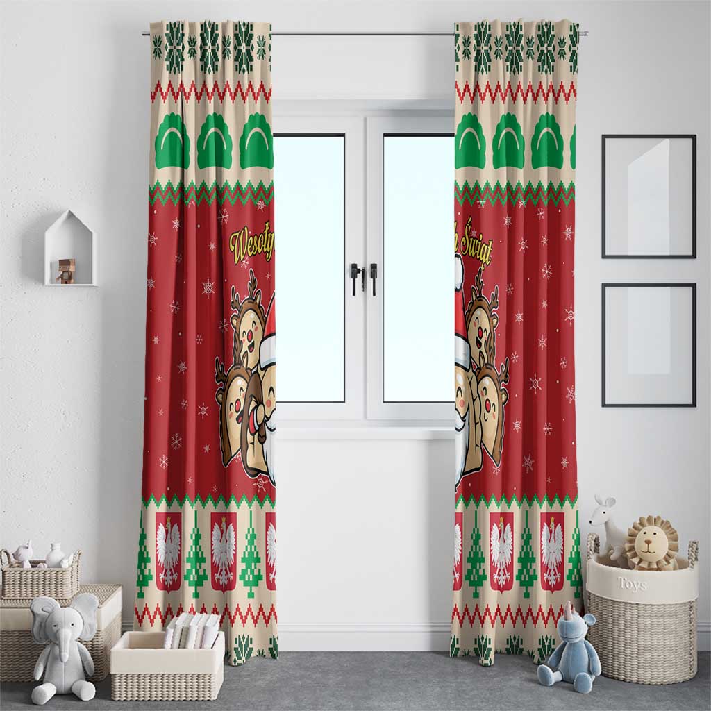 Poland Christmas Window Curtain Pierogi Mascot Santa Claus Wesołych Swiat - Wonder Print Shop