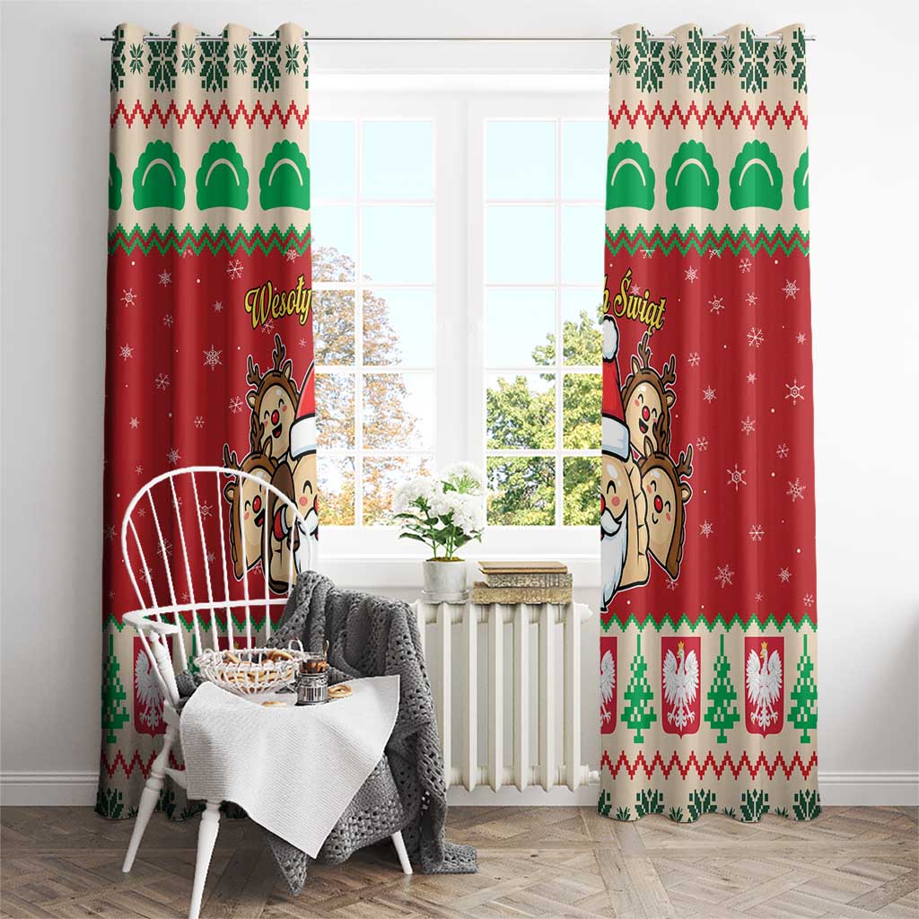 Poland Christmas Window Curtain Pierogi Mascot Santa Claus Wesołych Swiat - Wonder Print Shop