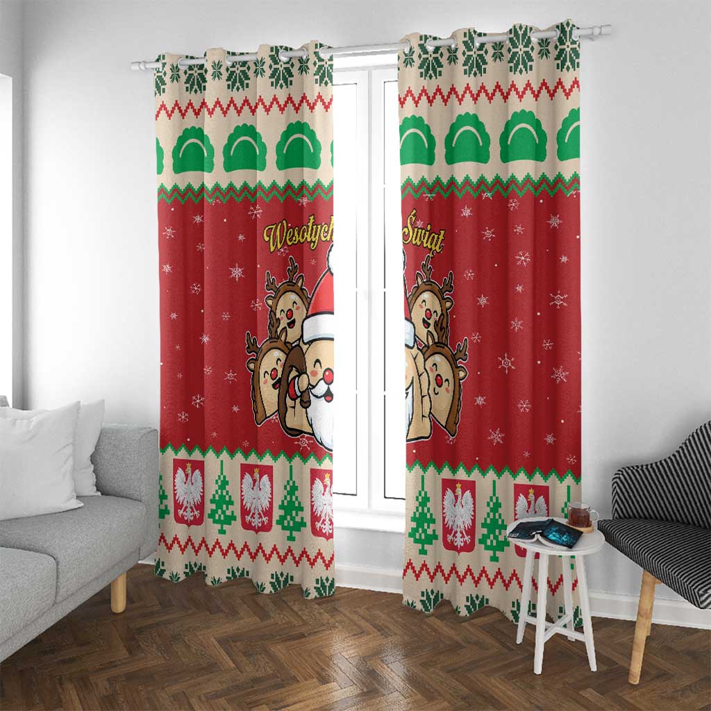 Poland Christmas Window Curtain Pierogi Mascot Santa Claus Wesołych Swiat - Wonder Print Shop
