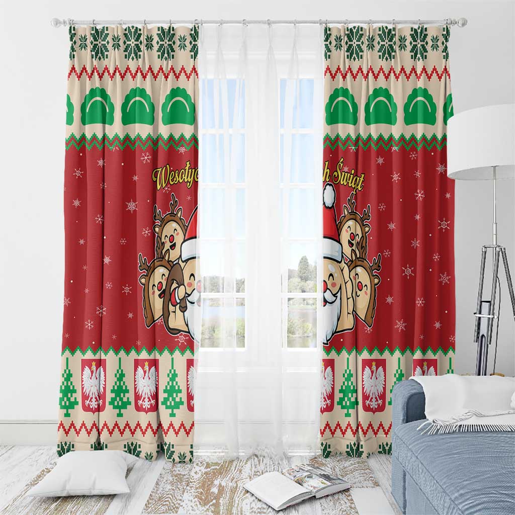 Poland Christmas Window Curtain Pierogi Mascot Santa Claus Wesołych Swiat - Wonder Print Shop