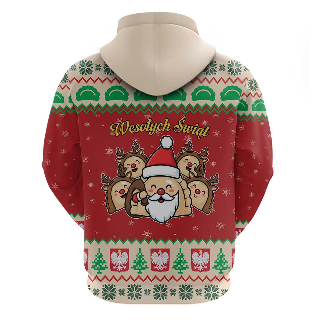 Poland Christmas Zip Hoodie Pierogi Mascot Santa Claus Wesołych Swiat - Wonder Print Shop