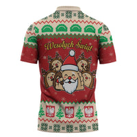 Poland Christmas Zipper Polo Shirt Pierogi Mascot Santa Claus Wesołych Swiat - Wonder Print Shop