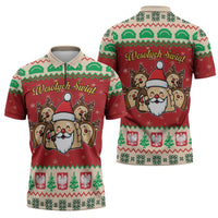 Poland Christmas Zipper Polo Shirt Pierogi Mascot Santa Claus Wesołych Swiat - Wonder Print Shop