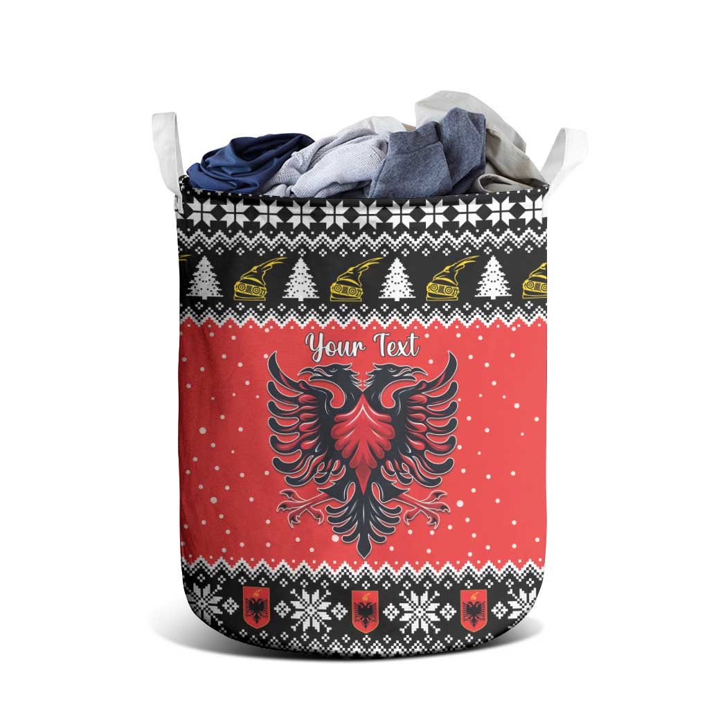 Personalized Albania Christmas Eagle Laundry Basket The Double-headed Eagle - Wonder Print Shop