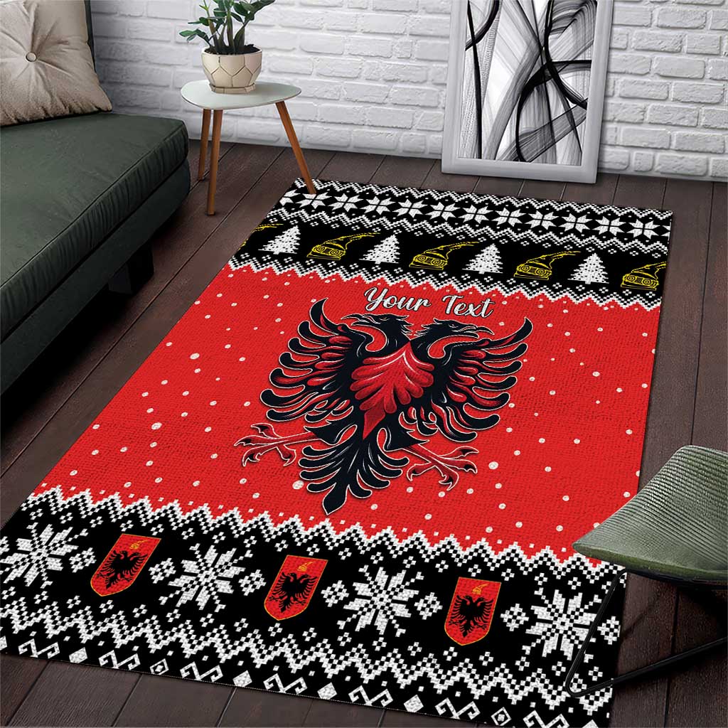 Personalized Albania Christmas Eagle Area Rug The Double-headed Eagle - Wonder Print Shop
