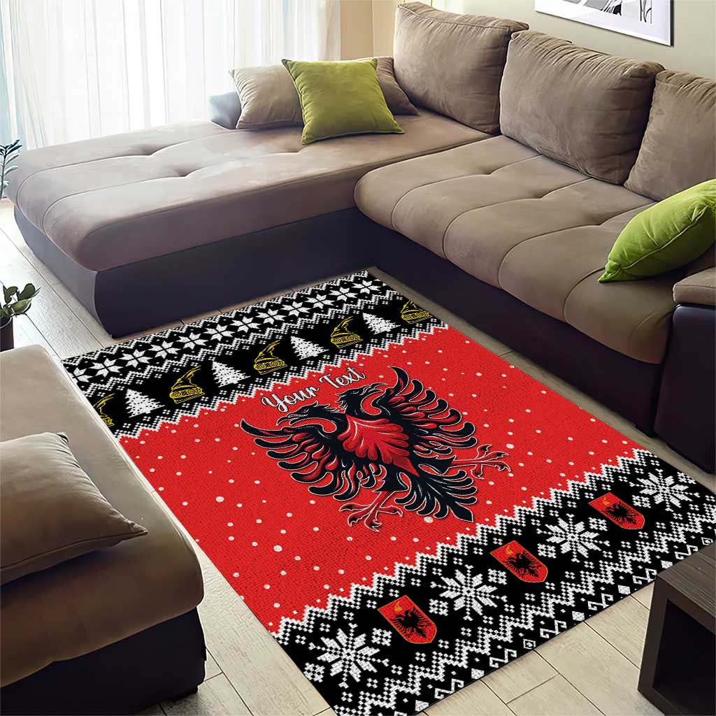 Personalized Albania Christmas Eagle Area Rug The Double-headed Eagle - Wonder Print Shop