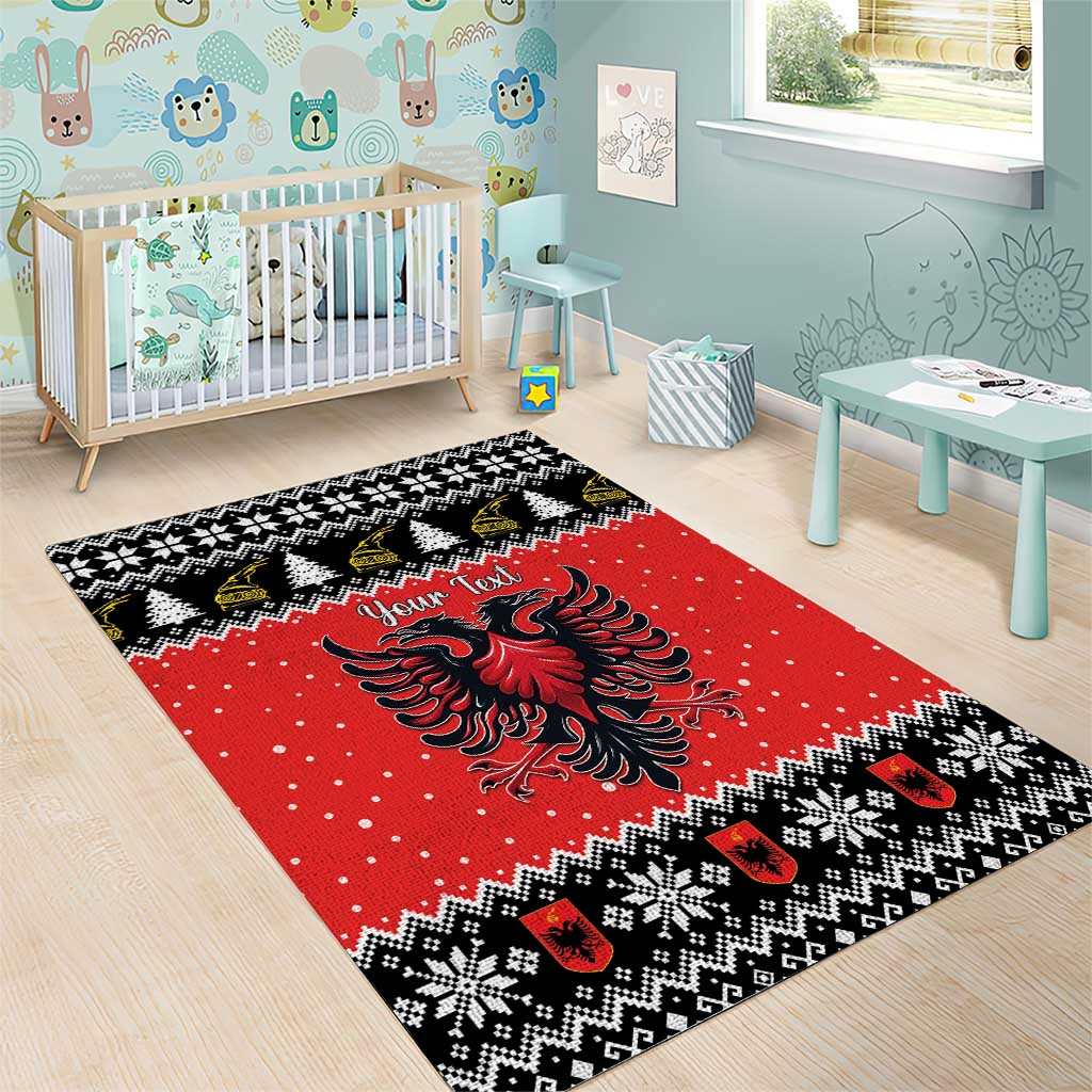 Personalized Albania Christmas Eagle Area Rug The Double-headed Eagle - Wonder Print Shop